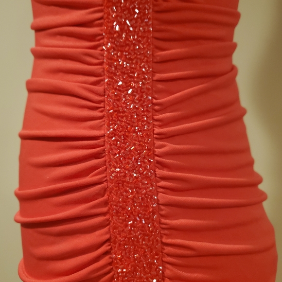 Cache designer brand RED dress contour bodycon with bead detailing / zipper, S - Picture 12 of 14
